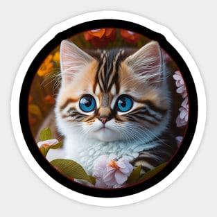 Adorable Orange and White Kitten with Big Blue Eyes and Stripes Design Sticker
